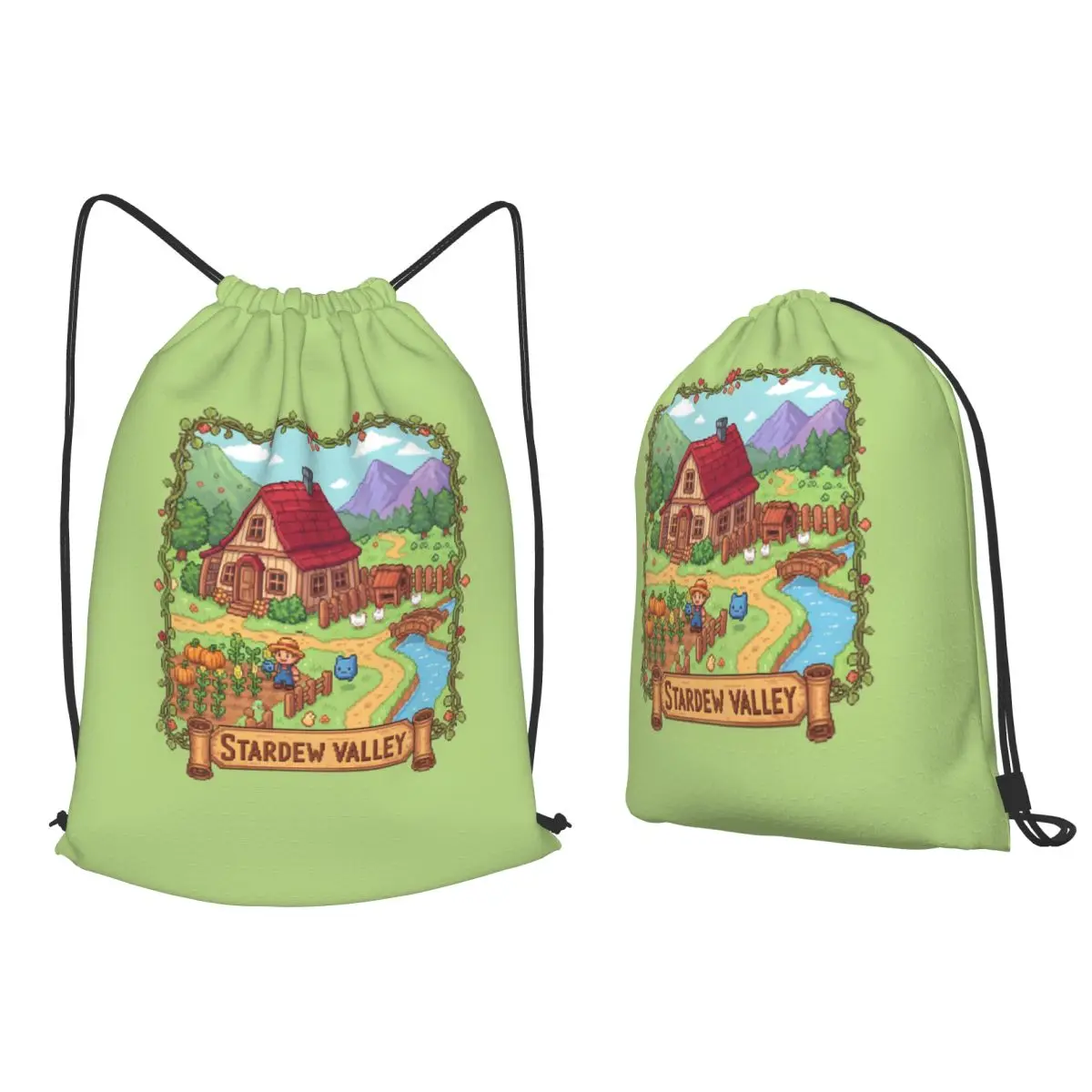 

Stardew Valley Classic Pixel Art Backpacks Multi-function Drawstring Bags Storage Bag Book Bags for Man Woman School