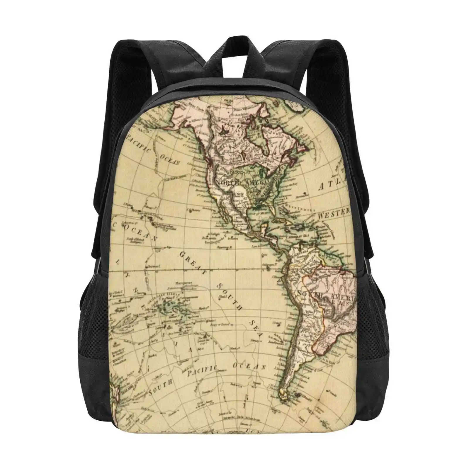 Antique World Map New Arrivals Unisex Bags Student Bag Backpack Antique World Map Old