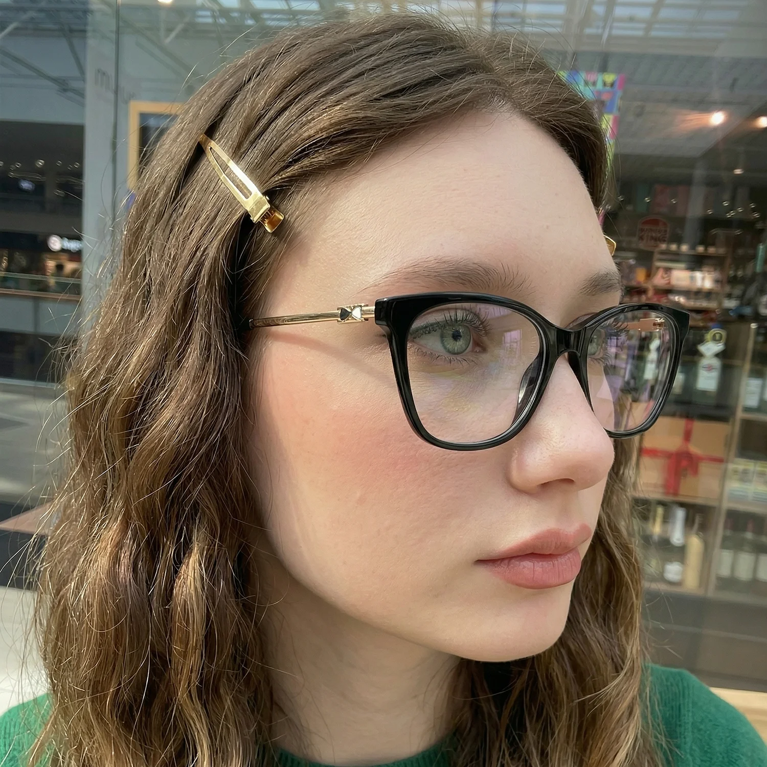 Damen-Katzenaugen-Anti-Blaulicht-Brille, modisches, elegantes Design mit Federscharnieren, nicht verschreibungspflichtig, Unisex-Kopfgröße