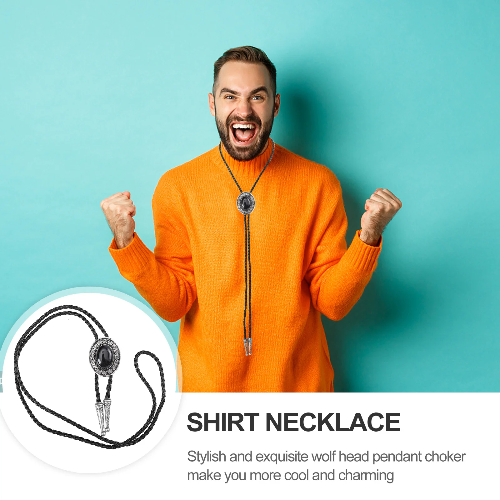 

Agate Black Necktie Stylish Bolo Tie Neck Pendant Shirt Collar Decoration Men Necklace Chain Male Neckwear Fashion Daily