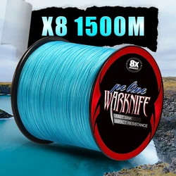 Warknife-1500M 8 가닥 꼰 낚싯줄 멀티필라멘트 6 -300LB, 일본산 다양한 색상 잉어 낚시줄, PE 와이어