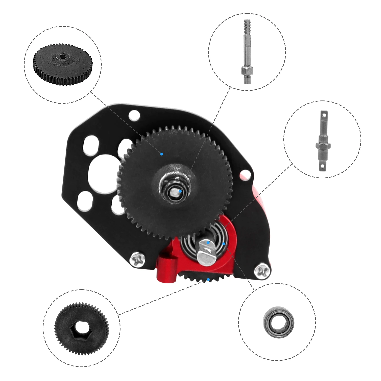 Metal Transmission Aluminum Alloy Full Metal Transmission Assembled Professional for Axial SCX24 1/24 RC Crawler view 5