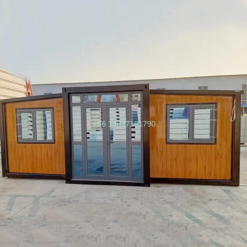 Factory Prefabricated Folding Prefab House Metal Structure Modular Mobile Tiny Homes Prefab Double Wing Folding House Container