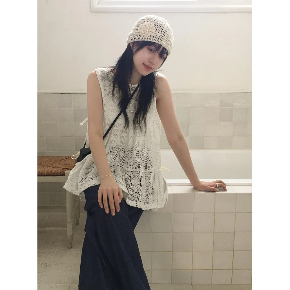 夏の新作 Sle レディース レースタイ 多用途 レイヤードベスト 年齢対応デザイン トレンディトップ 韓国 Sle インナーウェア レギュラーフィット