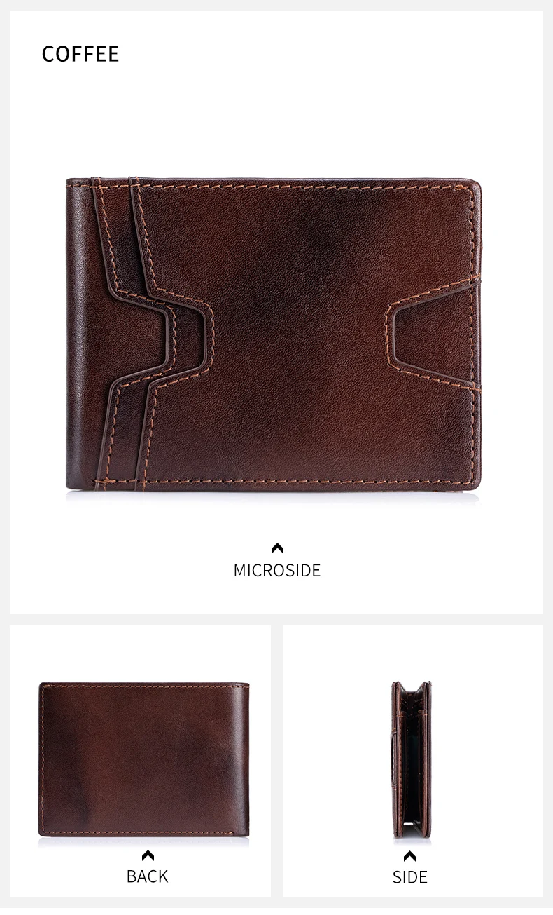 SCHLATUM Vordertaschen-Geldbörse für Herren, schmal, leicht, RFID-blockierend, echtes Leder, zweifach faltbar, dünne Geldbörse mit 10 Kartenfächern – Detail 11