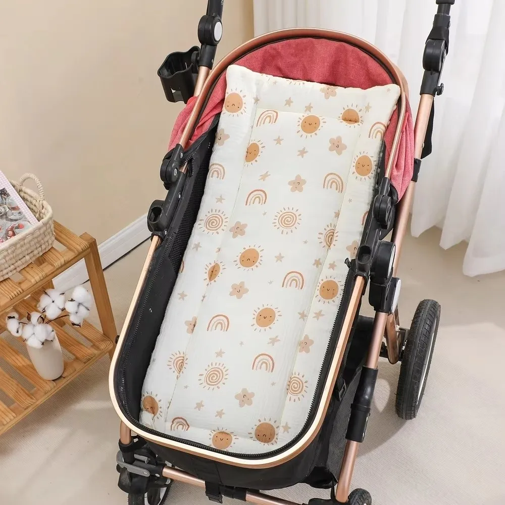 Comfortable Cartoon Baby Stroller Cushion Rabbit Flower Trolley Mattress Soft Cotton Baby Seat Cushion Stroller Accessories