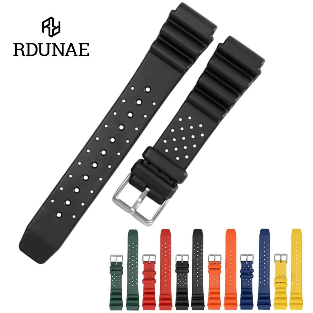 RDUNAE Rubber Watchband 20mm 22mm Band High Quality Watch Accessories Strap Rubber Bracelet Belt Waterproof 2021