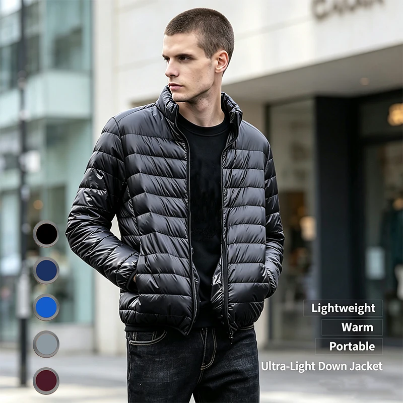 Autumn Winter Ultra Light White Duck Down Jacket Men Women Foldable Packable Short Puffer Coat Winter Warm Lightweight Outwear