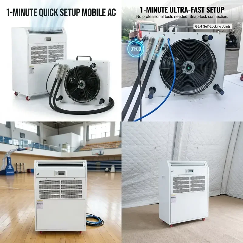 for GMCC Compressor 5KW 7KW 14KW Split Water Cooled Portable Air Conditioner 1 Minute Quick Installation for Activity Tents