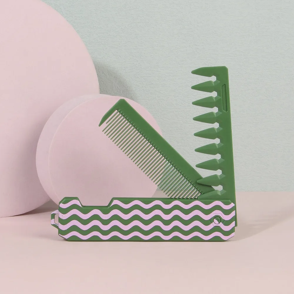 

Многофункциональная портативная складная расческа с широкими зубьями для распутывания волос, мужская расческа для укладки, мини-щетка для волос, карманные расчески для бороды