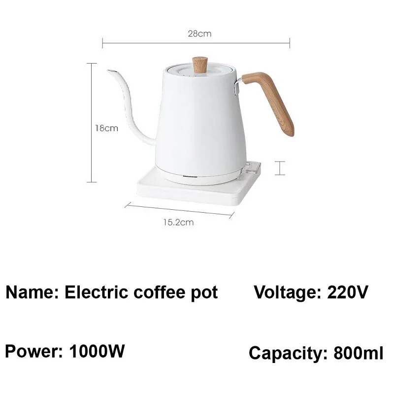 110V Electric Kettle Hand Brewed Gooseneck Coffee Kettle Fast Boiling Water 304 Stainless Steel Tea Kettle Automatic Power Off