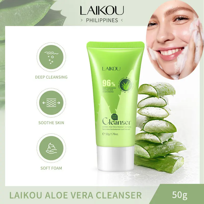 LAIKOU 96% Aloe Vera Cleanser Soothing Facial Wash Remove Acne Marks 50g