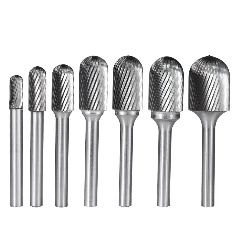  Tungsten Carbide Burr Bit Single Cut Rotary File L Type for Metal Woodworking Carving Tool Rotary Burrs 6mm Shank