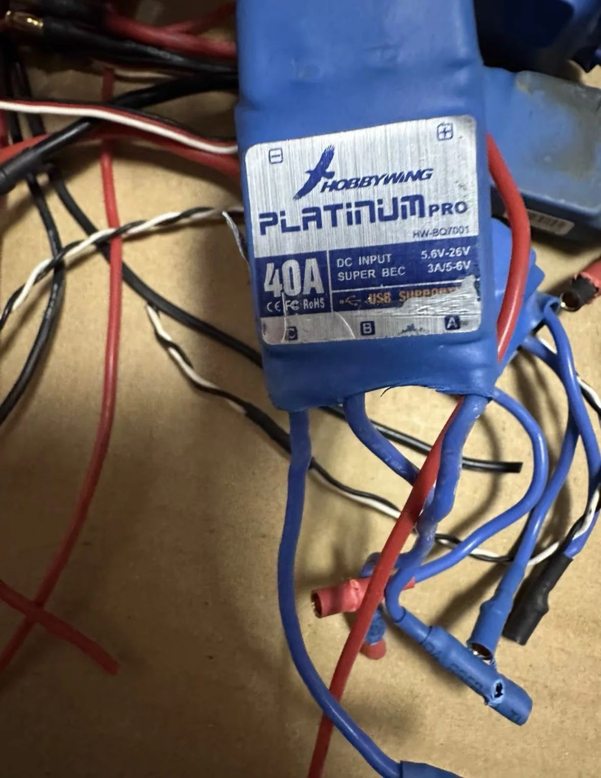 Pre-Owned Used Hobbywing Platinum-40A-PRO 5A UBEC Programmable ESC speed controller for RC airplane