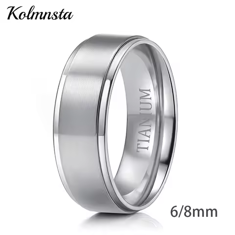 Kolmnsta 6mm Men Ring Titanium Silver Color 8mm Man Women Engagement Ring Wedding Band Simple Finger Rings Brand Jewelry bague