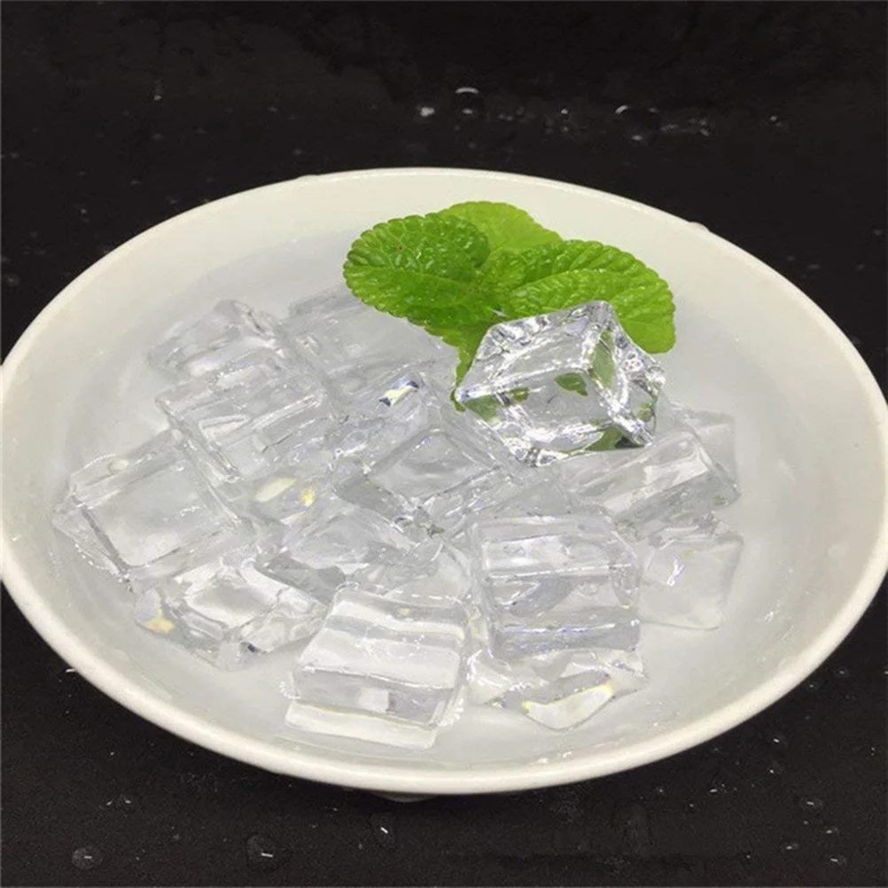 

50Pcs 25mm Cube Square Shape Acrylic Ice Cubes Transparent Colorless Display Decoration for Food Showcase Party Decorations