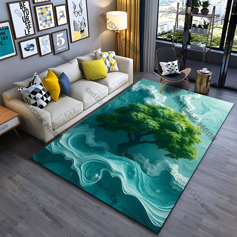 Nature tranquility surreal artistic scene carpet Yoga living room room decor children's crawling mat doormat area rug