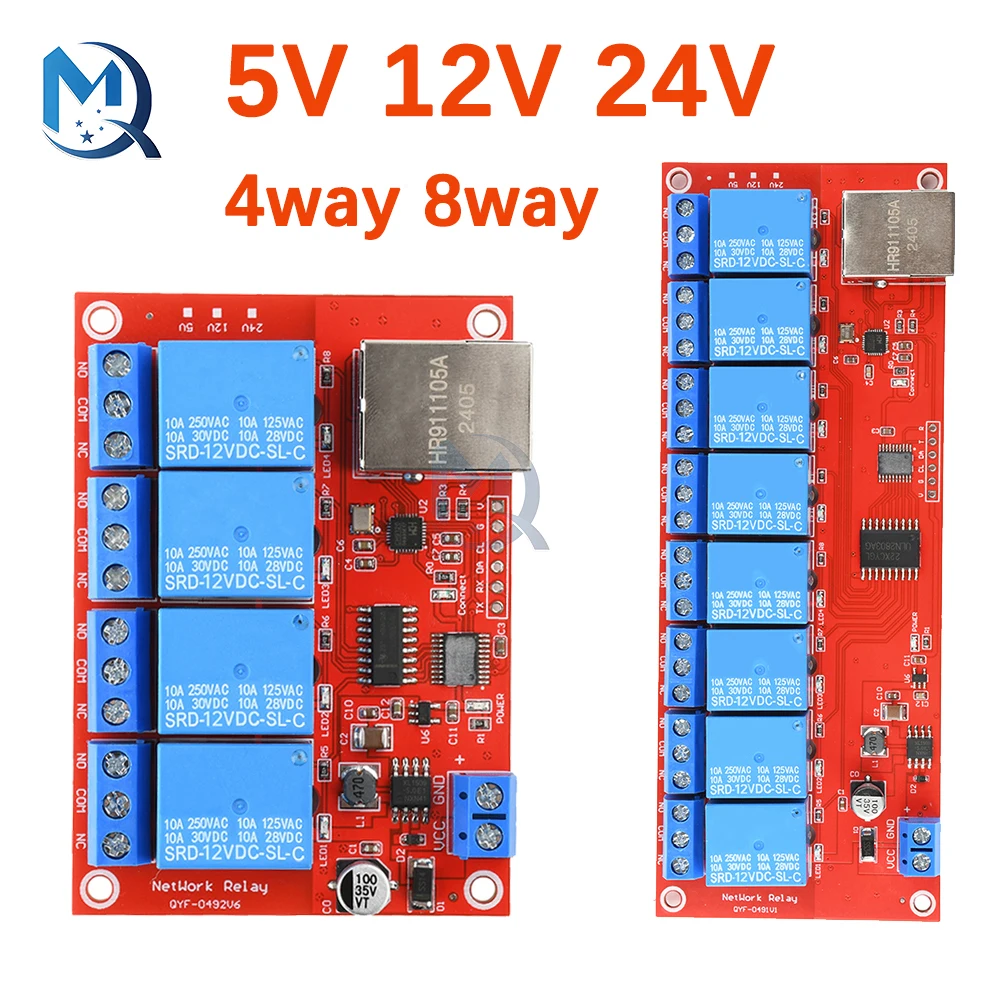 DC 5V/12V/24V 4/8 Way TCPIP Network Ethernet Relay Module Switch LAN Control Smart Device Remote Control