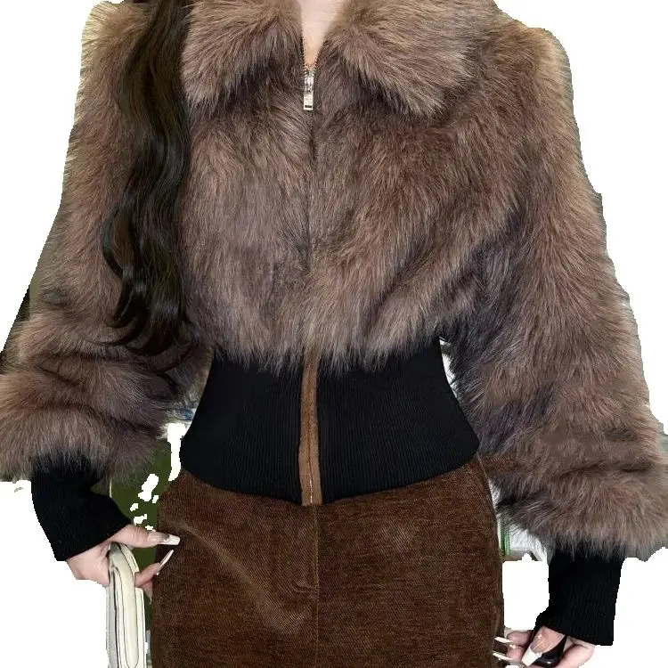 High-Grade Skirt Two-Piece Retro Spice Girl Wind Hair Warm Jacket Pure Desire Wind Slim Temperament Suit