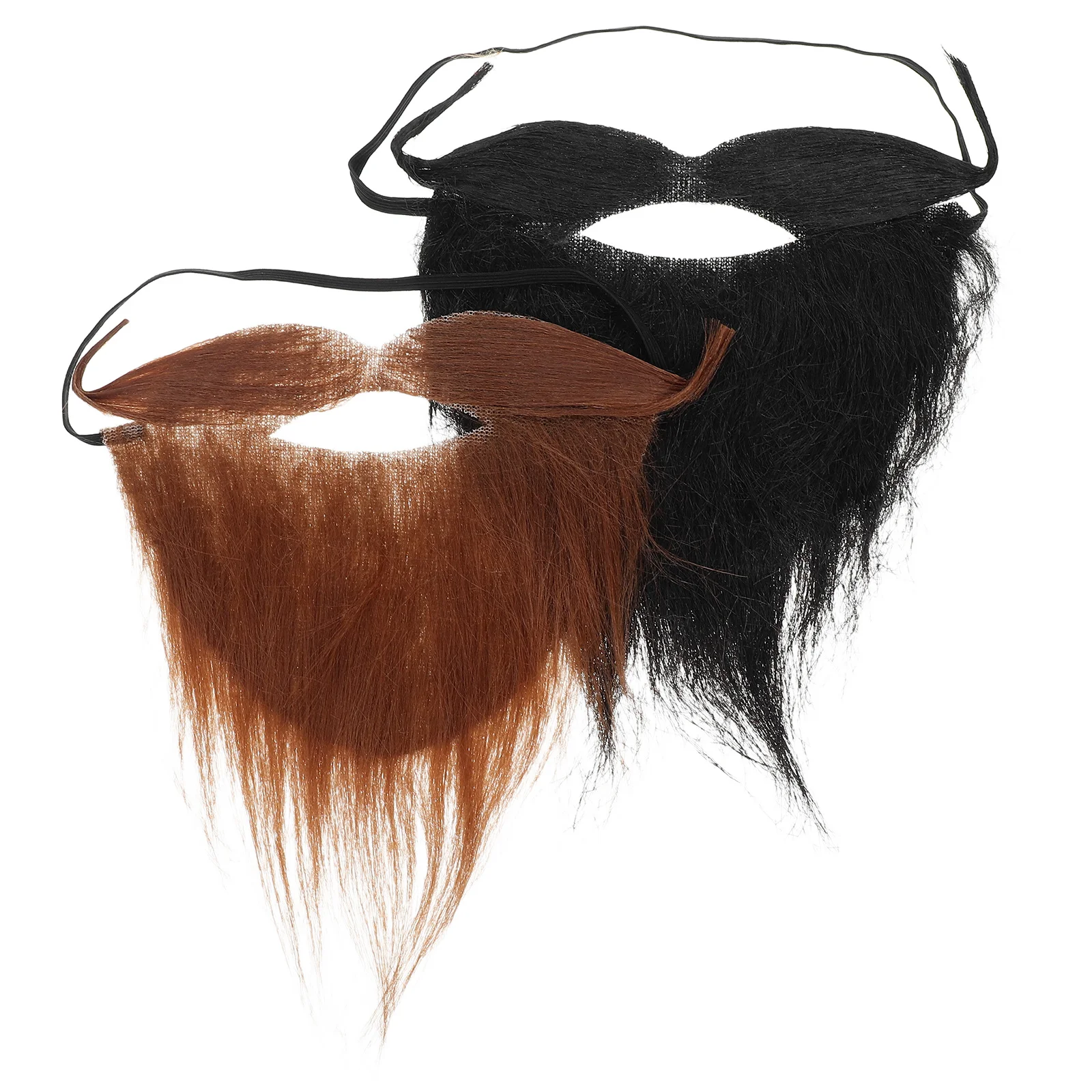 2Pcs Party Fake Beards Lightweight False Beards and Moustaches for Halloween Costume Realistic Beard Accessories Men Brown Black
