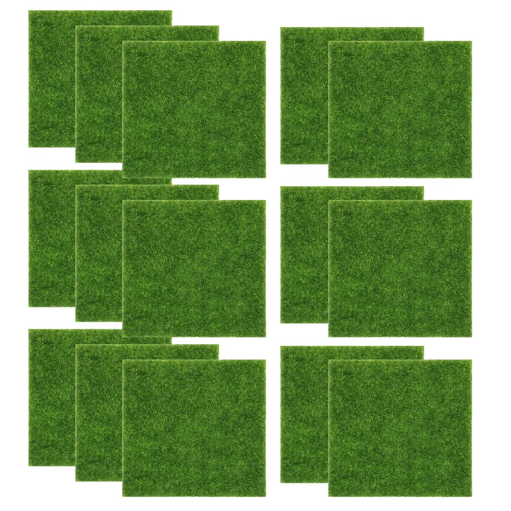 15Pcs Artificial Grass Realistic Turf for Crafts Terrarium Faux Moss Miniature Landscape Garden Decor Simulation Green Plants