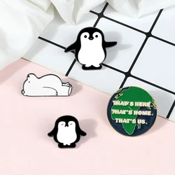 Fashion Brooch Animal Penguin Polar Bear Enamel Pins Protect Earth Badge Cartoon Cute Jewelry Men Women Backpack Lapel Pin Gifts