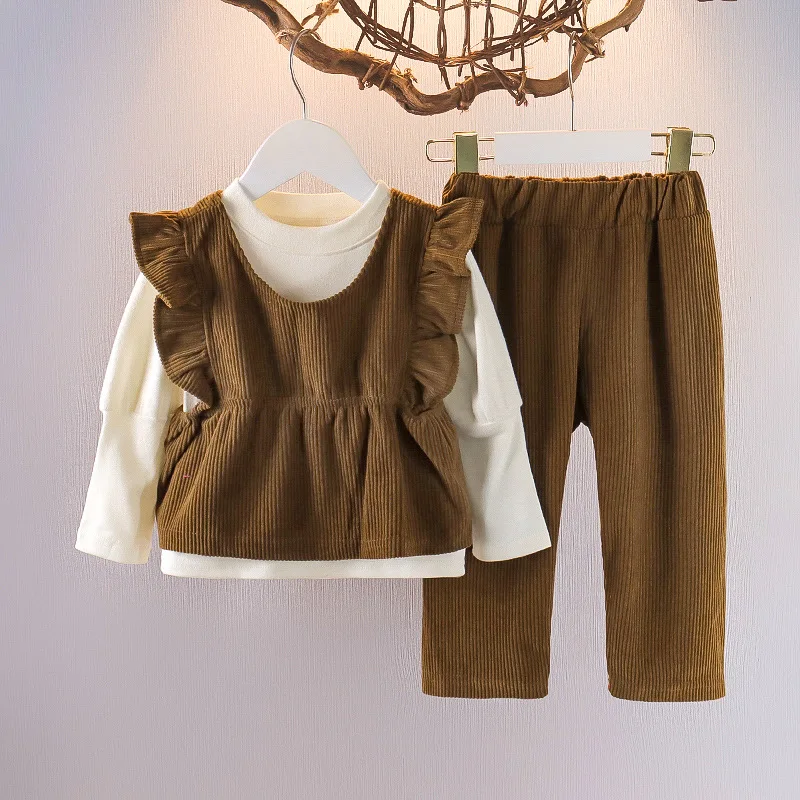 

New Girls Spring Autumn Three Piece Sets Undershirt Vest Lace Pant Loose Soft Fashion All-match Sweet Lovely Outdoor