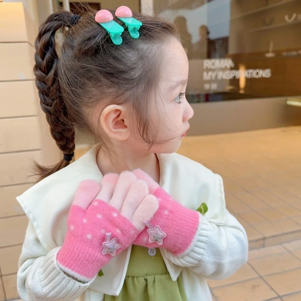 

Fashion Cute Cartoon Knitted Gloves Winter Warm Children Full Fingers Gloves Thickened Outdoor Sports Windproof Gloves