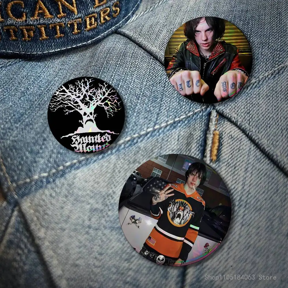 S-Sematary Haunted Mound Reflective Pin Tinplate Round Brooch Cartoon Cosplay Badges for Bag Hat Toys Gifts