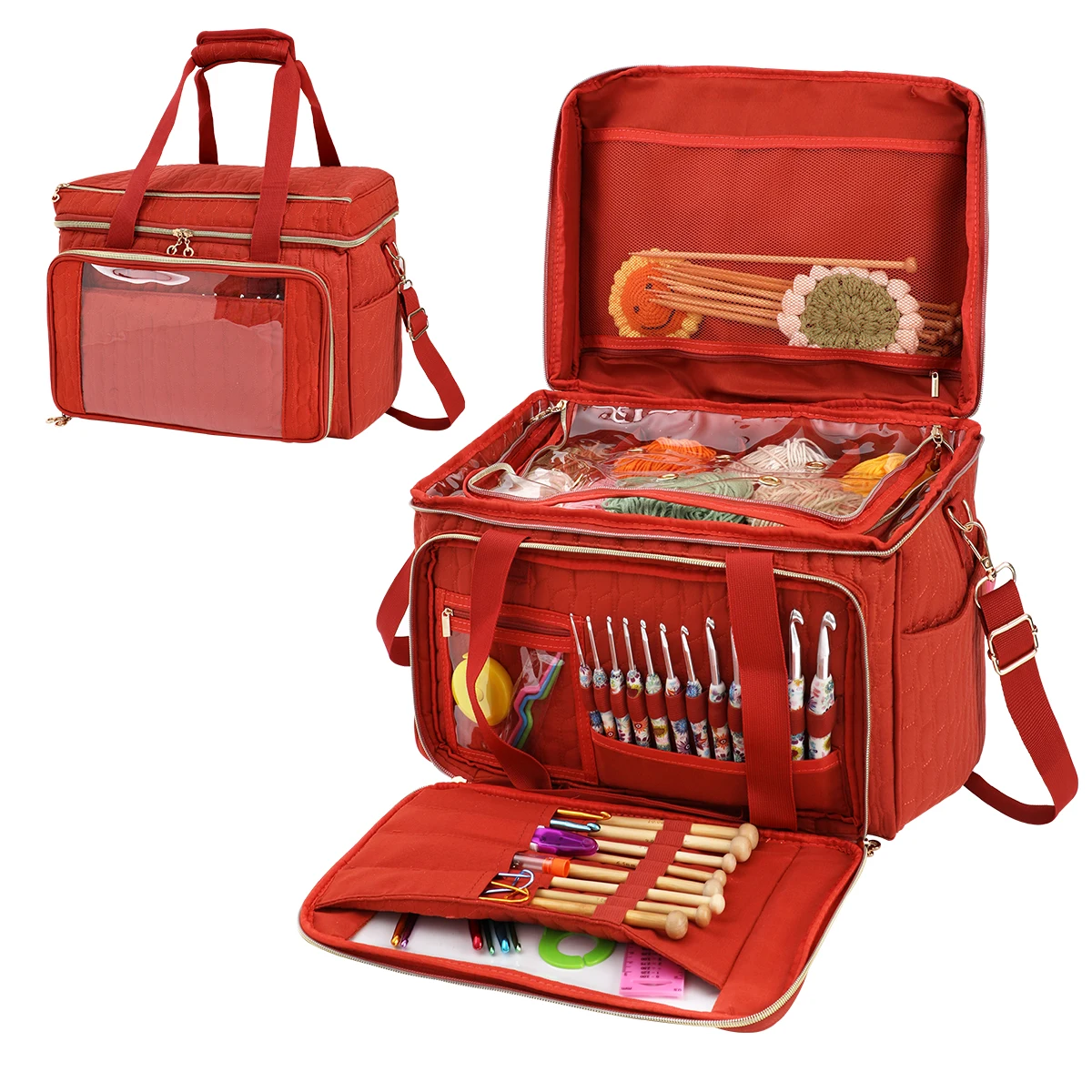 

Wool Crochet Empty Storage Bag Large Capacity Portable Knitted Wool Bags Waterproof Travel Tote Sewing Tools Accessories Storage