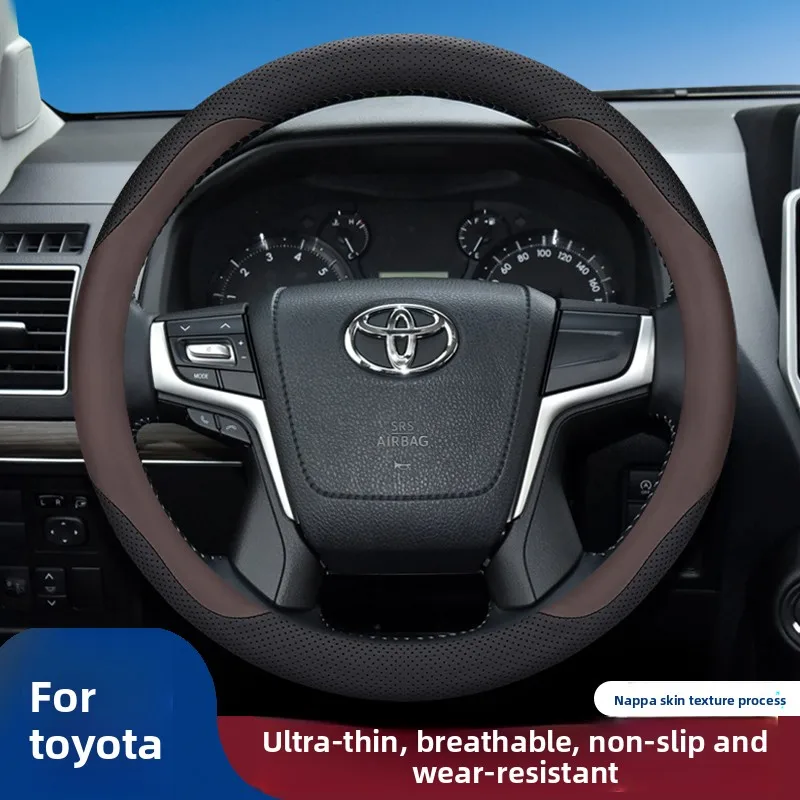 

Leather Car Steering Wheel Cover for Toyota Sienna Tundra Tacoma Prado Land Cruiser 2023 2024 2025 2026 Interior Accessories