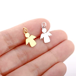 5Pcs/Lot The Angel Pendants Sweet Style Stainless Steel Charms With Jump Rings for DIY Bracelet Necklace Crafts Jewelry Making