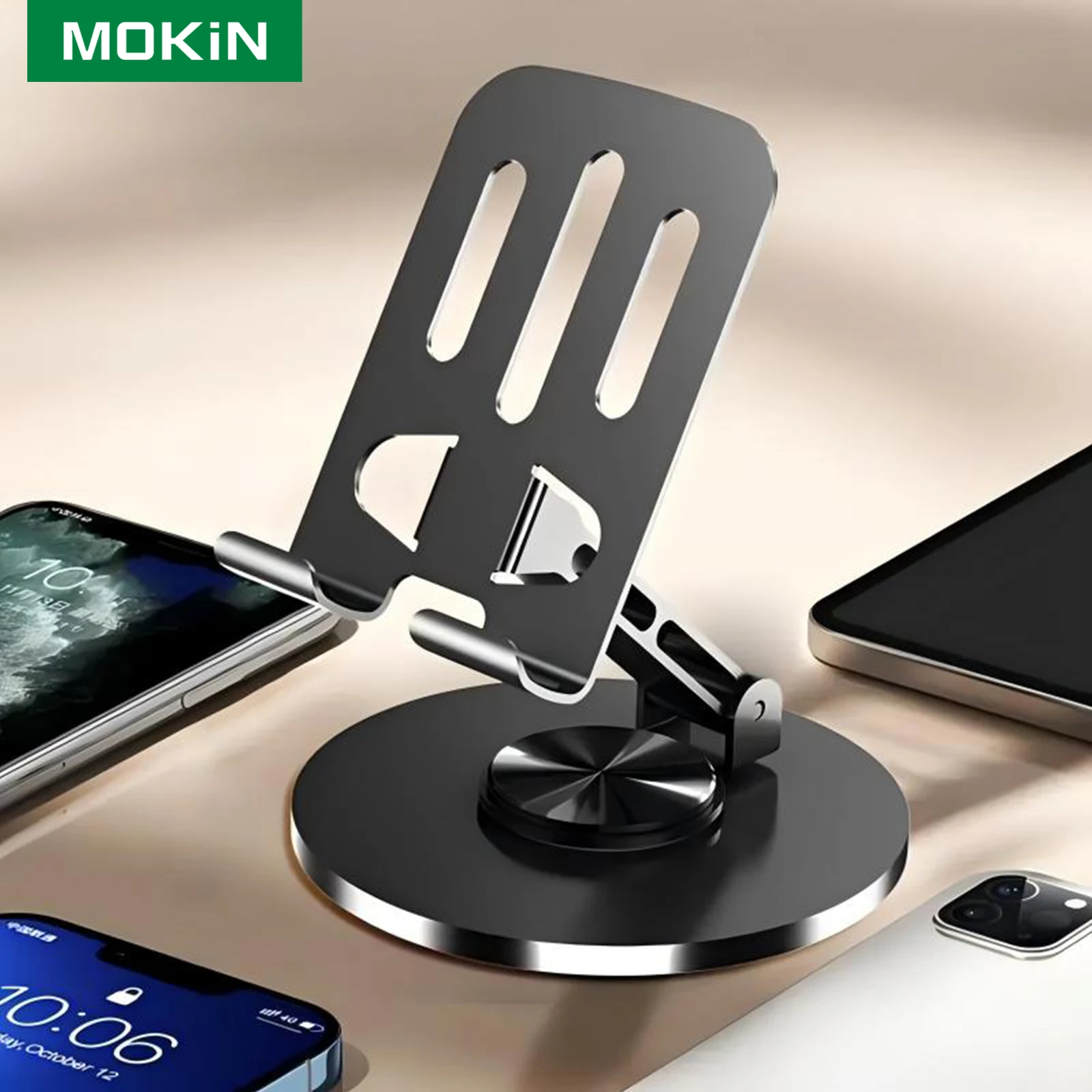 MOKiN Portable Tablet Holder For iPhone iPad Adjustable Folding Lazy Desktop Live Mobile Phone Stand Mount Support 360° Rotating