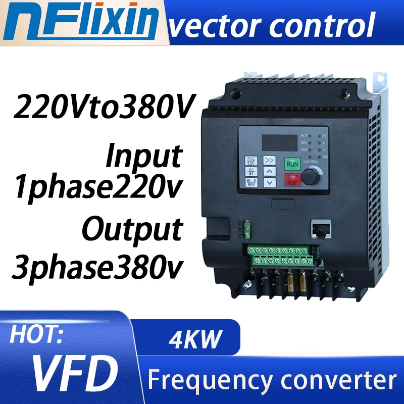 New For 4KW frequency inverter 220V TO 380V input single-phase 220V output three-phase 380V NFlixin