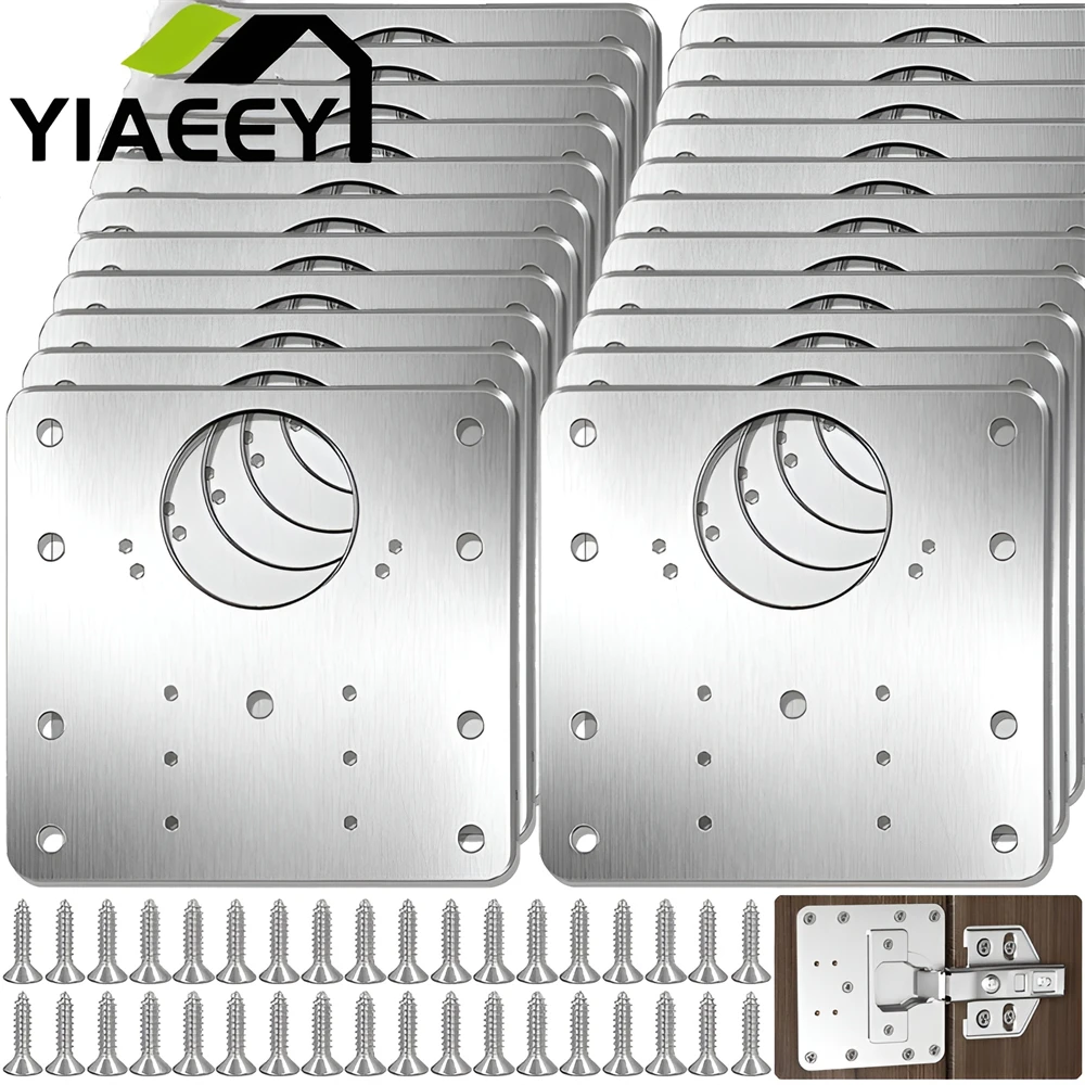 Stainless Steel Hinge Repair Plate Kits Cabinet Furniture Drawer Table Hinges Mounting Plate with Screw Flat Fixing Brackets