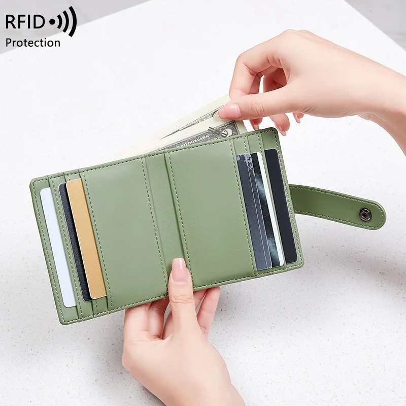 

RFID Blocking Anti-theft Wallet ID Credit Card Holder PU Leather Wallet Coin Paper Money Short Purse Anti-magnetic