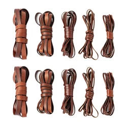 2M Flat Genuine Brown Leather Cord Real Strip for Bracelet Choker Keychain Jewelry DIY Watch Band Purse Craft Making Accessories