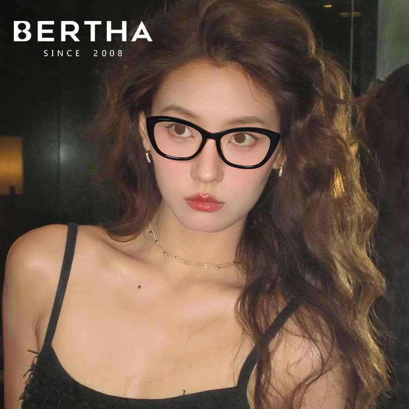 

BERTHA Retro Black Makeup Glasses For Girls Matched Border Slimming Cat Eyes Frame Set Degree Myopia Eyeglasses Prescription