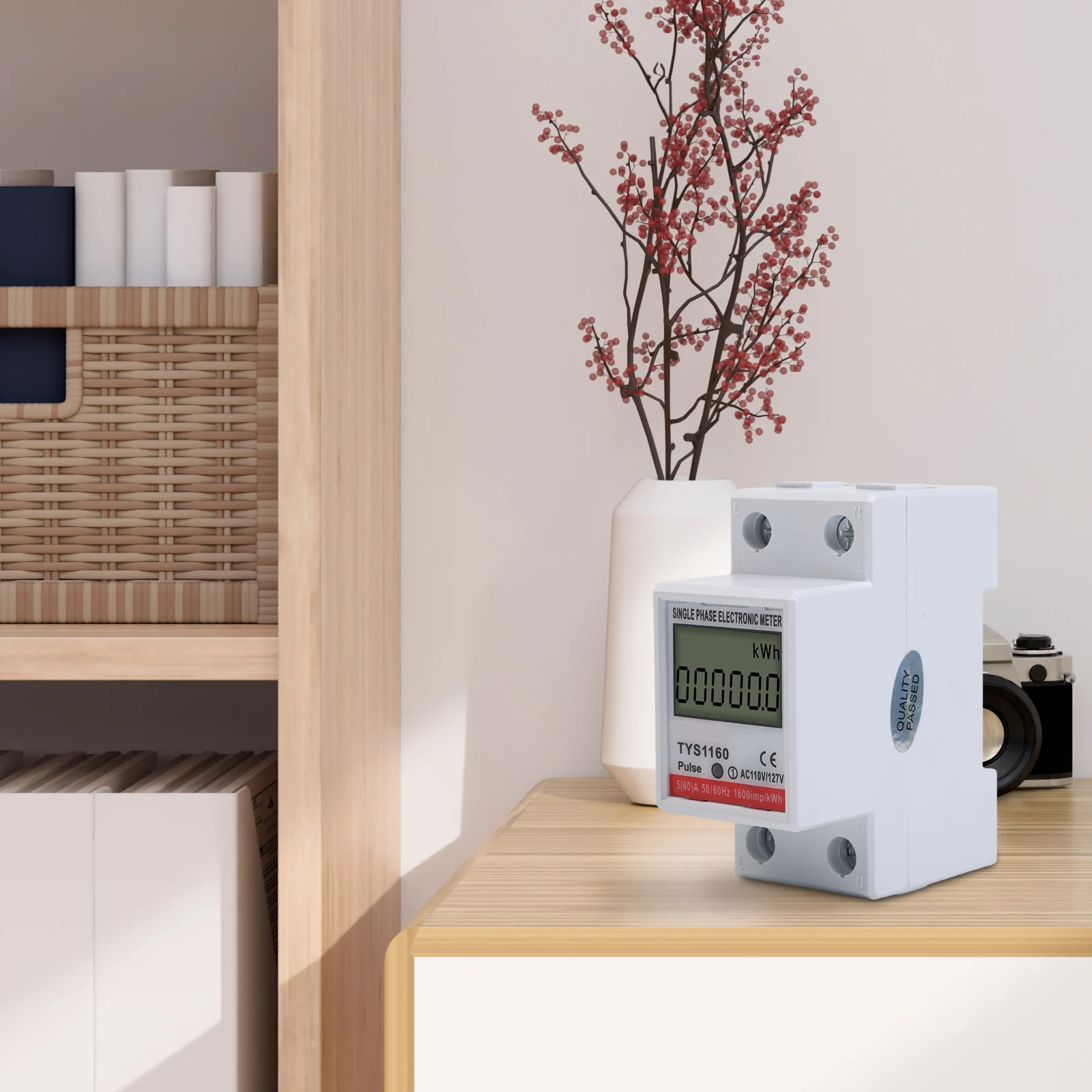 Digital Single Phase Energy Meter with 35mm DIN Rail for Accurate Monitoring of 110V/127V Electrical Systems up to 60A