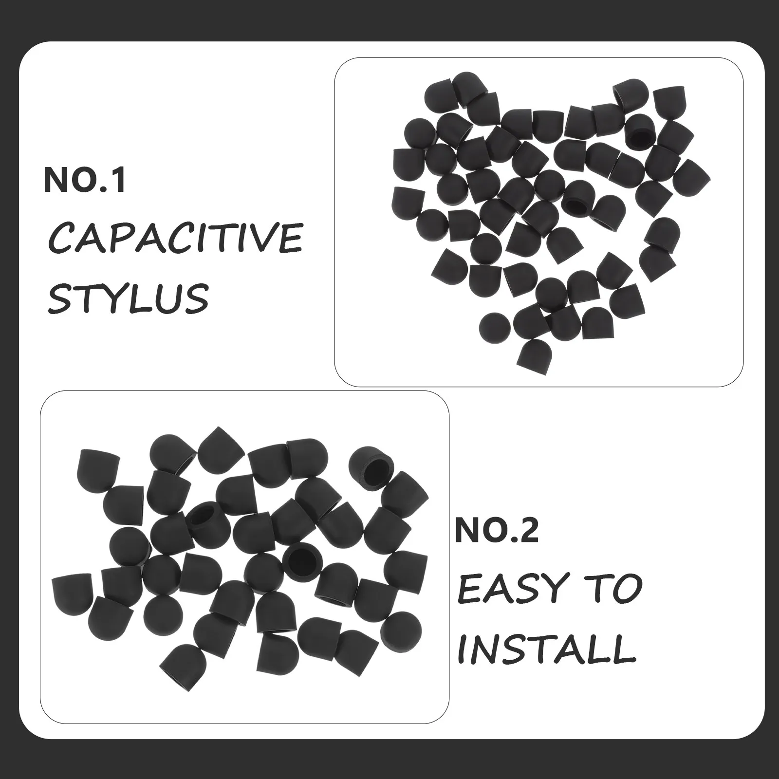 50Pcs Capacitive Stylus Tips Silicone Touch Screen Pen Tips Replacement for Smartphones Tablets Smooth Scratch Free Accurate