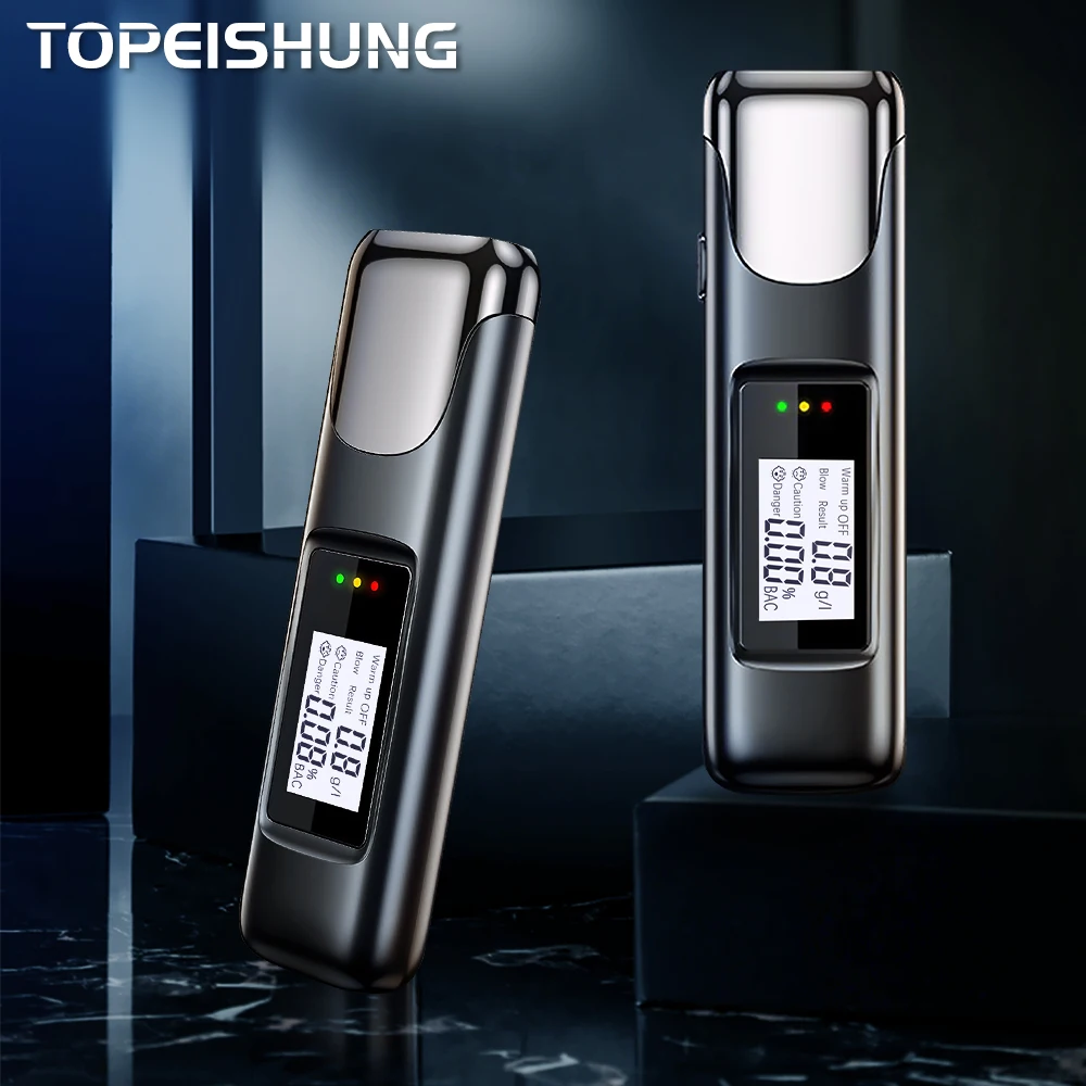 TOPEISHUNG Alcohol Tester Portable Non-Contact With LED Screen Display Breathalyzer TYPE-C Rechargeable Breath Alcohol Test Tool