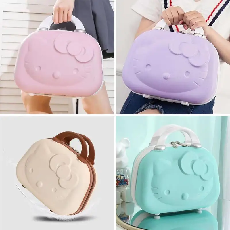 

New Hellokittys Cosmetic Case Girl Student 12 Inches Suitcase Anime Kawaii Sanrios Portable Travel Companion Gift Box Gift