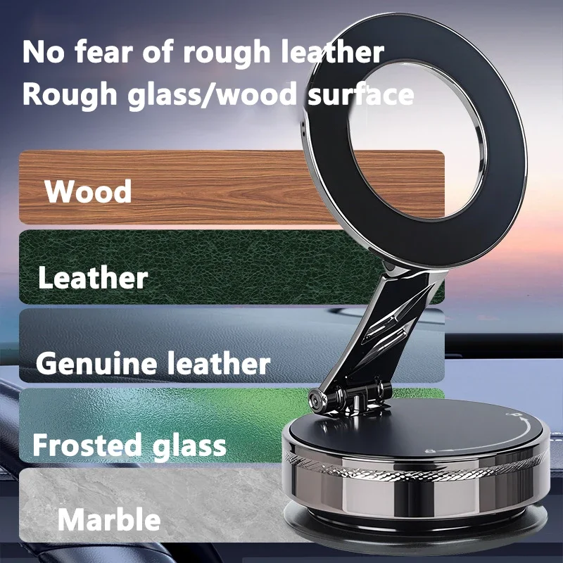 

Foldable Strong Magnetic Phone Holder Design 360 ° Adjustable Vacuum Car Holder Suitable Car Countertop Bathroom Magnetic Holder