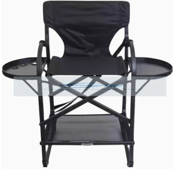 Summer New Aluminum Alloy High Leg Black Folding Cosmetic Chair Outdoor Camping Portable Director Chair Hairdressing Chair