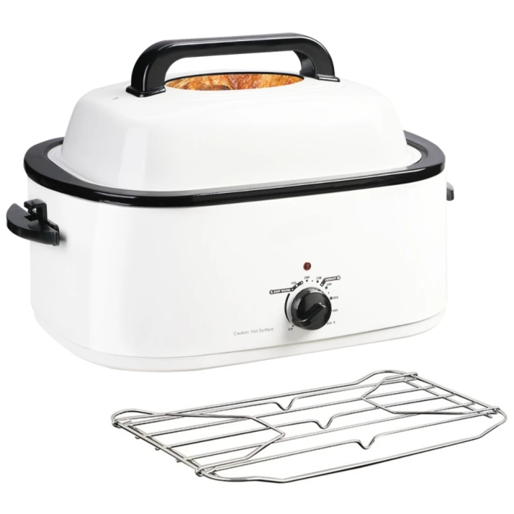 

20 QT Stainless Electric Turkey Roaster, See-through Lid, Cooking Appliances, Kitchen, White, Electric Oven