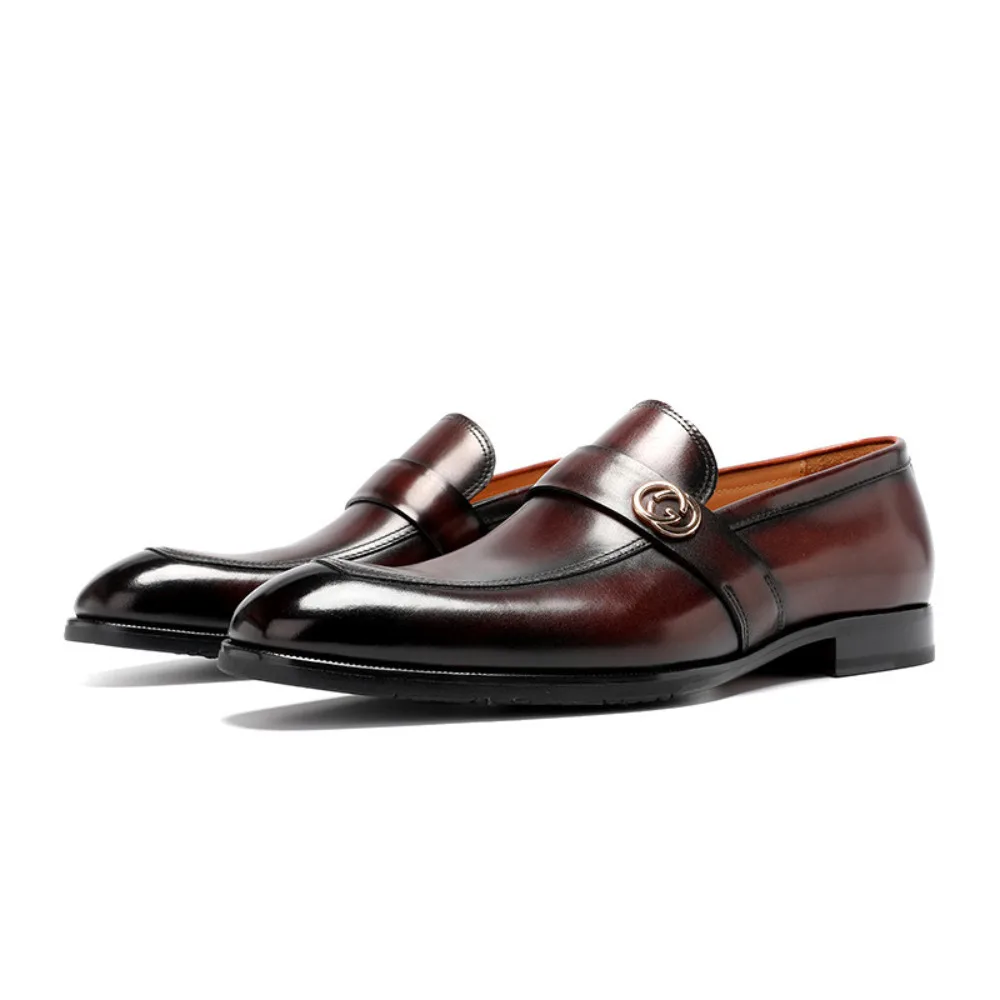 High Quality Genuine Leather Men Loafers British Retro Korean Style Slip On Lazy Casual Trendy Shoes For Summer