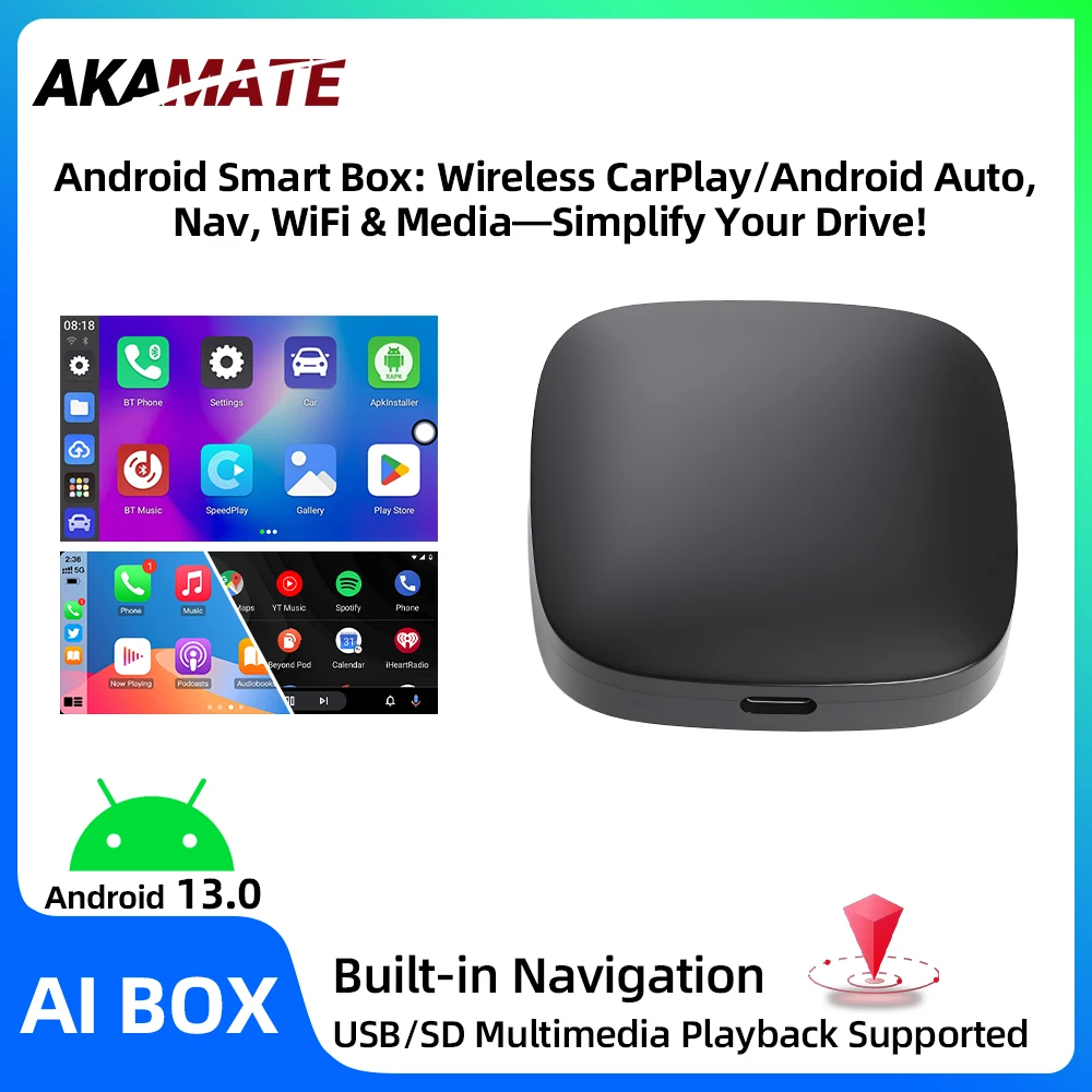 Android Smart 3in1 AI Box sans fil CarPlay Android Auto TV Box pour Youtube Netflix VW Nissan Toyota Hyundai Ford MG 2GB + 32GB