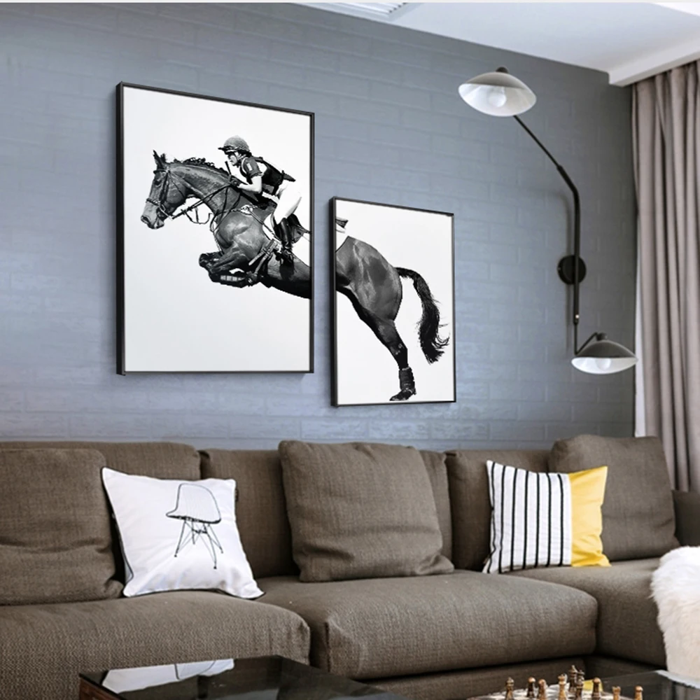 Two Panels Knight Canvas Art Paintings Modern Art Canvas Prints Black And White Horse Modular Pictures Nordic Wall Decoration