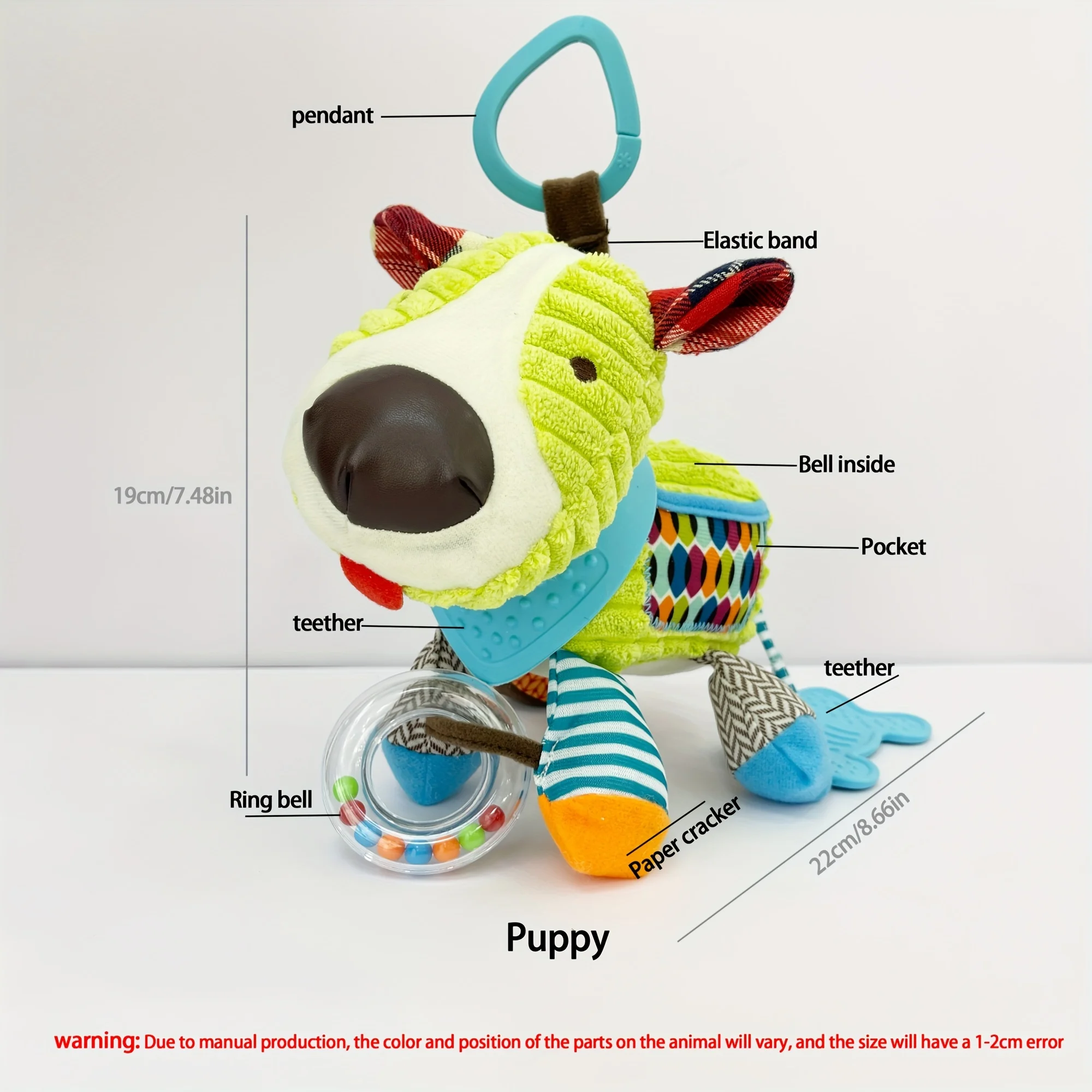 象、キツネ、ライオン、犬、アライグマの動物の赤ちゃんぬいぐるみは、ベビーカーにぶら下げたり、おもちゃや人形として、誕生日プレゼントに使用できます。