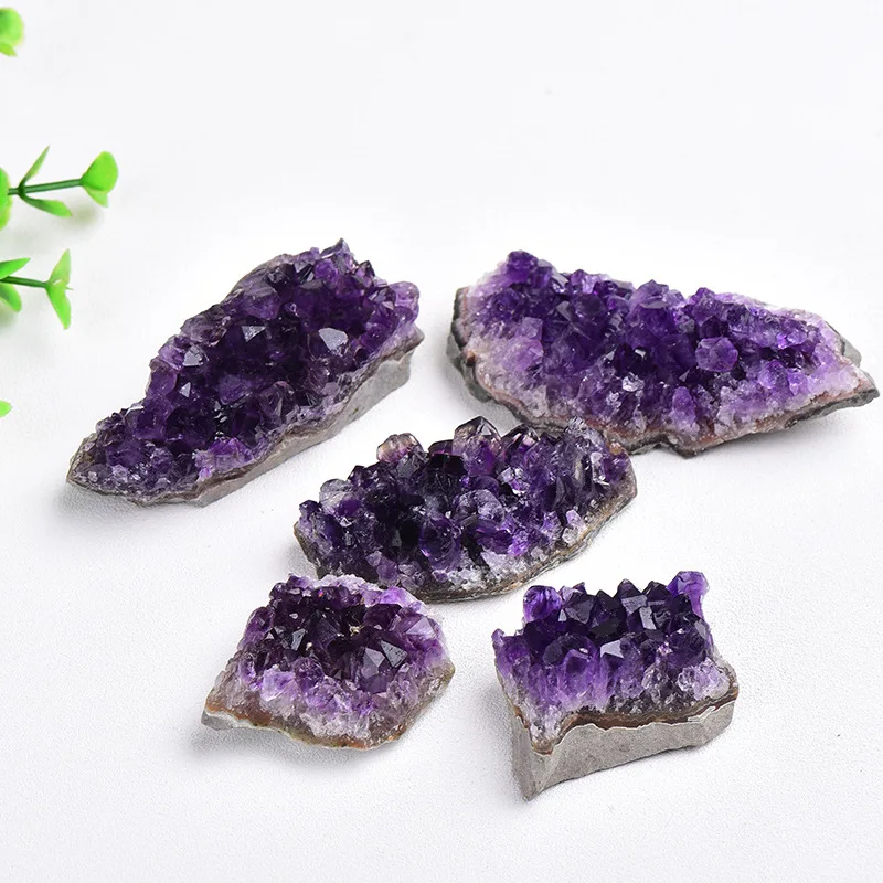 

Natural Raw Purple Brazilian Amethyst Quartz Crystal Cluster Druzy Geode Healing Stones Specimen Home Decoration Crafts Ornament